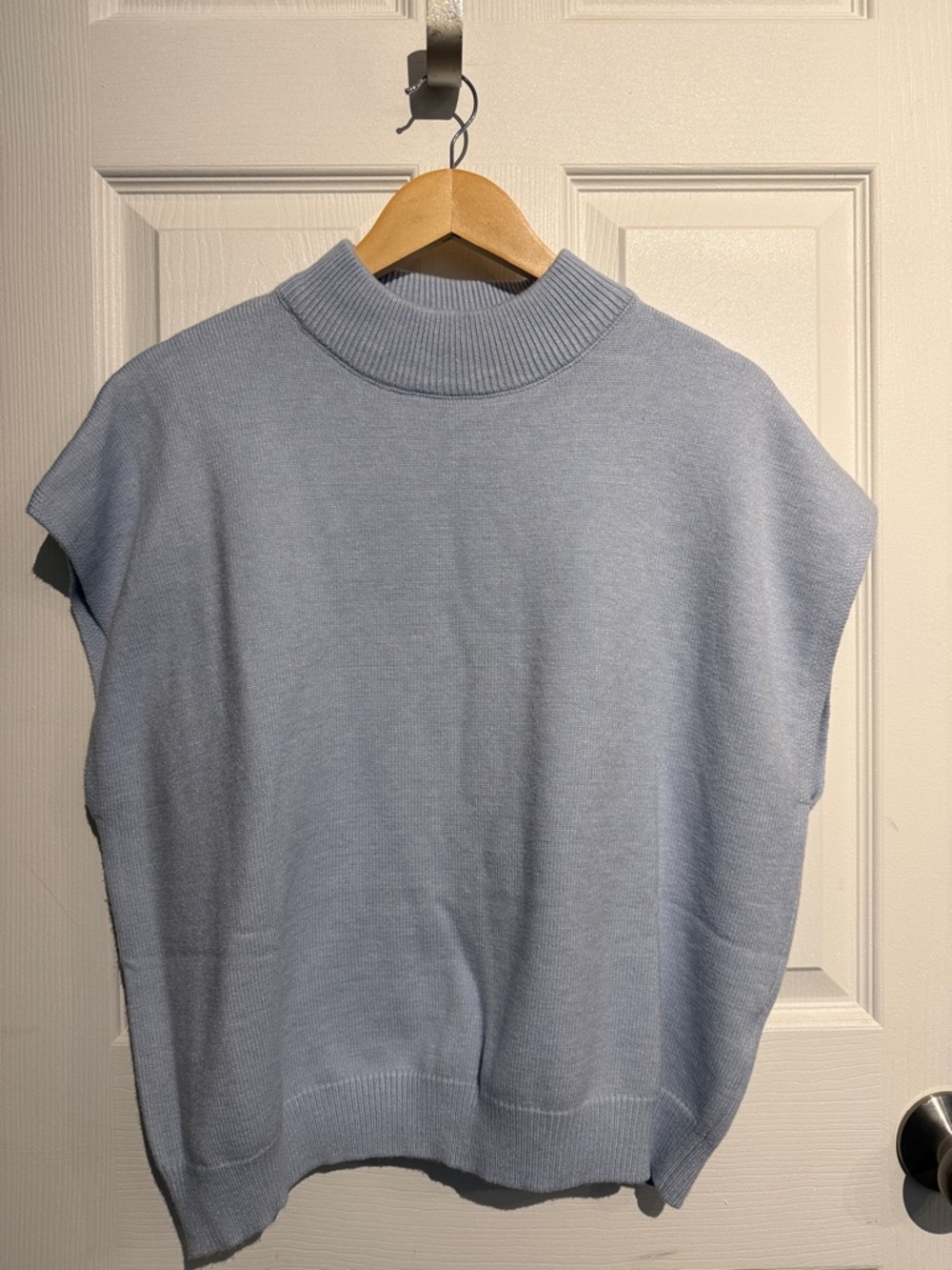 Sleeveless Mock Neck Sweater Vest in Light Blue